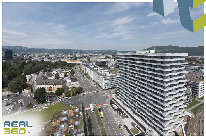 Außenansicht Wohnturm und Umgebung
